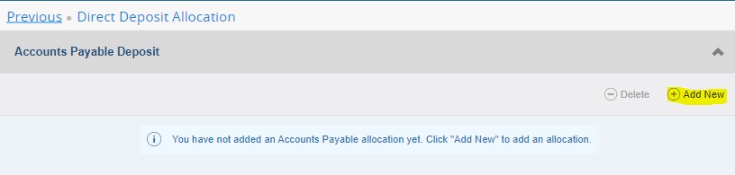 accounts payable deposit section